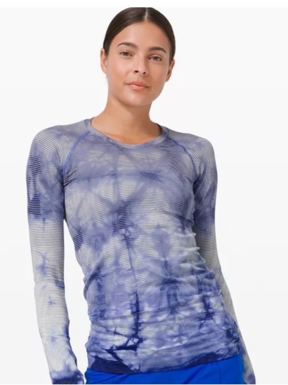 Lululemon Athletics Swiftly Tech Long-Sleeve Tie-Dye Top in Lavender and White
